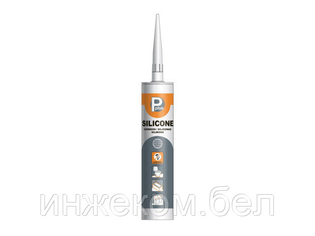 Герметик силиконовый санитарный P PLUS "Silicone Sanitary" (бел.) 280мл - фото 1 - id-p100045615