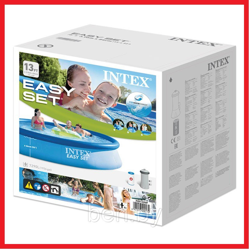 INTEX 28142 Надувной бассейн Easy Set (396 x 84 см) + фильтр-насос и картридж, сливной клапан, интекс - фото 5 - id-p100036650