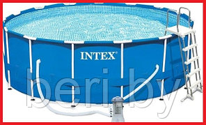 INTEX 28242NP Каркасный бассейн Intex Metal Frame (457x122), фильтр-насос, лестница, подложка, интекс
