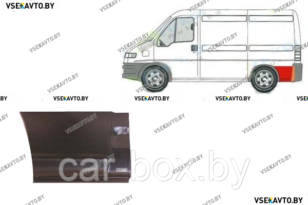 Крыло заднее левое PEUGEOT BOXER 2 03.1994-04.2002 задняя часть (за колесом), ремкомплект