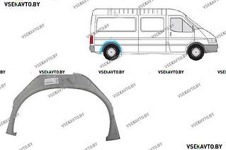 Арка задняя правая FORD TRANSIT 09.1991-10.1994 внутренняя часть, длинная база