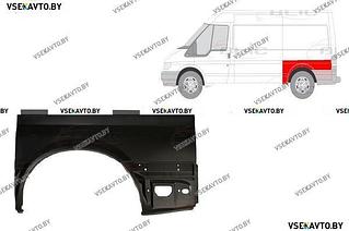 Крыло заднее левое FORD TRANSIT 01.2000-06.2006 ремкомплект, короткая база