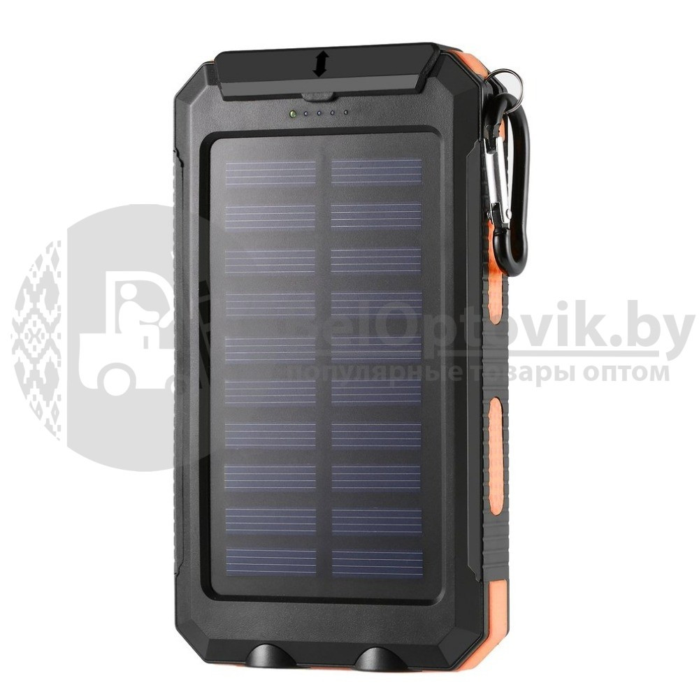 Внешний аккумулятор Power Bank 20000 mAh на солнечных батареях / портативное зарядное Оранжевый - фото 10 - id-p100106229
