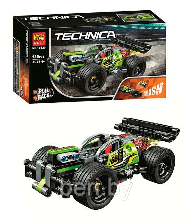 10820 Конструктор Technic "Зеленый гоночный автомобиль" 135 деталей, инерционный, аналог Lego Technic 42072