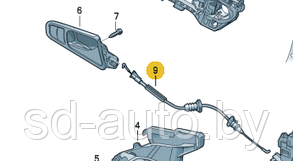 Тросик двери Пассат б6