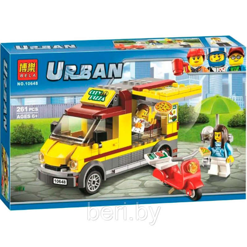 10648 Конструктор Bela Urban "Фургон-пиццерия" 261 деталь, аналог Lego City 60150