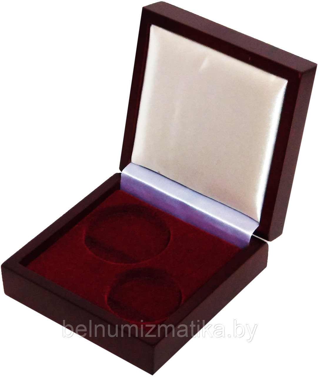 Футляр для 2 монет с капсулами Ø 45.00 mm, 37.00 mm деревянный - фото 1 - id-p99047295