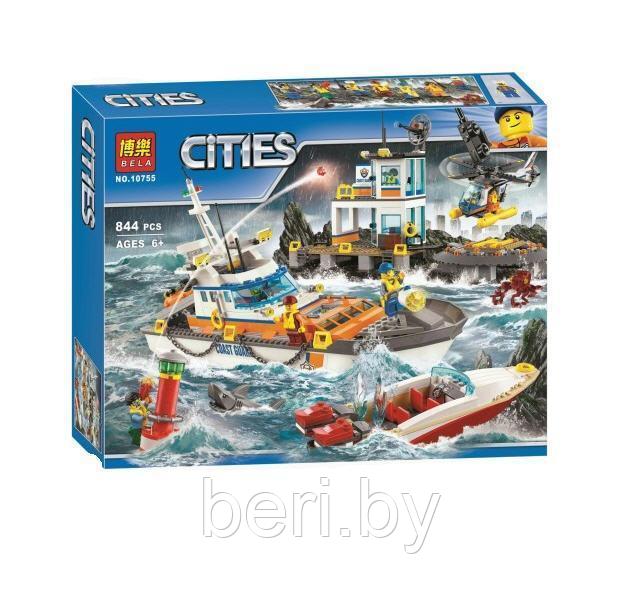 10755 Конструктор Bela Cities "Штаб Береговой Охраны" 844 детали, аналог Lego City 60167