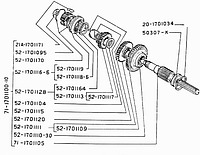 52-700-3 - Шестерня передачи и заднего хода (Вес:2,6кг.)