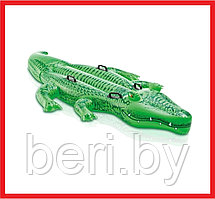 INTEX 58562NP Надувная игрушка-наездник «Крокодил», с ручками (203х114 см), от 3 лет, интекс