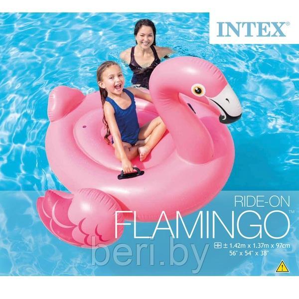 INTEX 57558NP Надувной плот с ручками "Фламинго" (142х137х97 см), надувной матрас с ручками, от 3 лет, интекс - фото 4 - id-p100291654