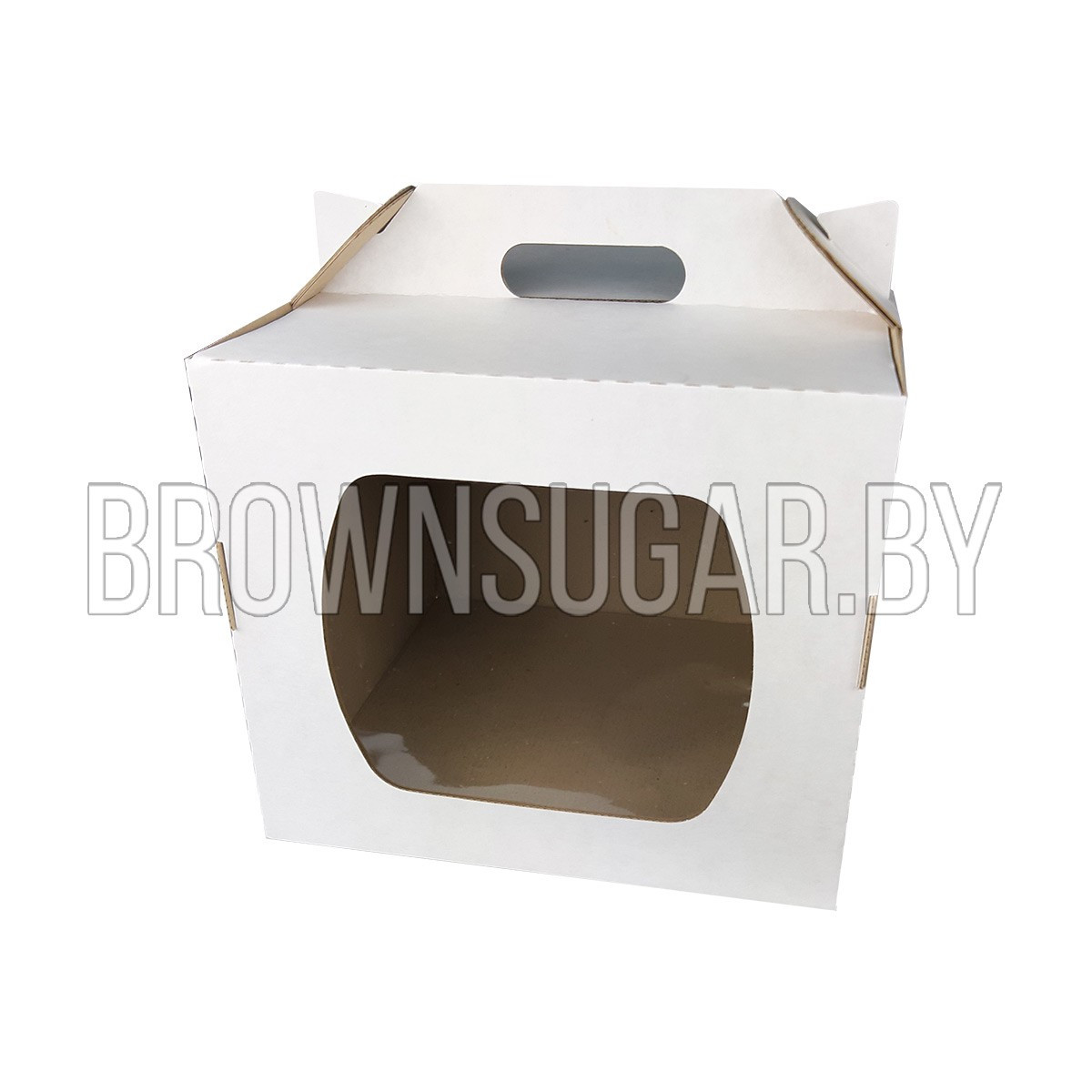 Коробка - чемодан для торта с окном Белая (Беларусь, 260х260х230 мм)