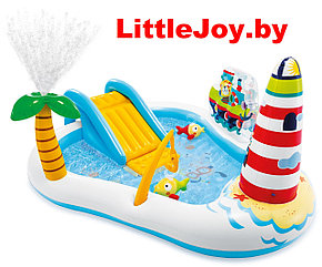 Детский надувной игровой центр с горкой "Весёлая рыбка" арт.57162NP