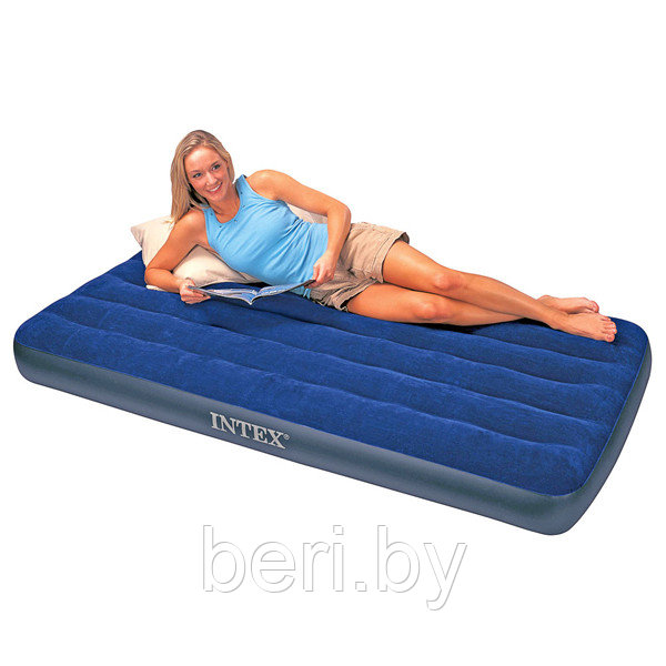 INTEX 68757 Надувной матрас CLASSIC DOWNY BED (191х99х22 см), одноместный, полуторный, ремкомплект, интекс - фото 3 - id-p100355606