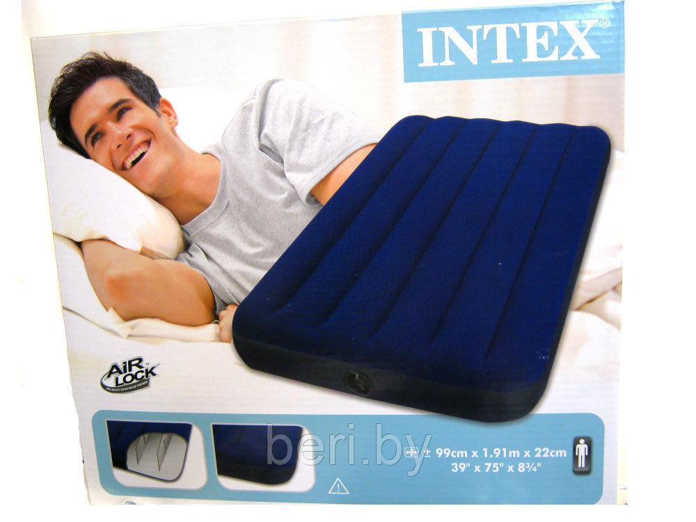 INTEX 68757 Надувной матрас CLASSIC DOWNY BED (191х99х22 см), одноместный, полуторный, ремкомплект, интекс - фото 6 - id-p100355606