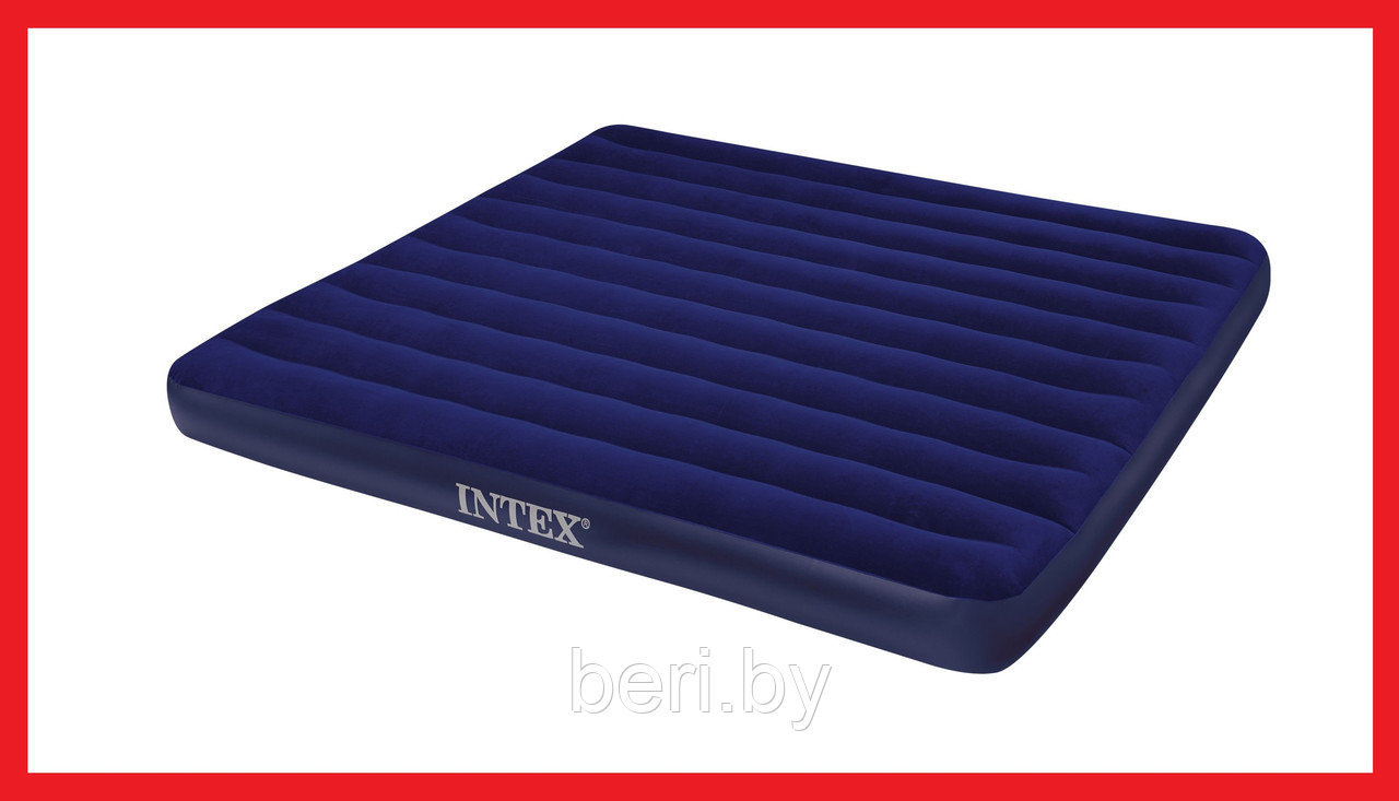 INTEX 68755 Матрас надувной "Classic Downy Bed" (203х183х22 см), двухместный, двухспальный, интекс