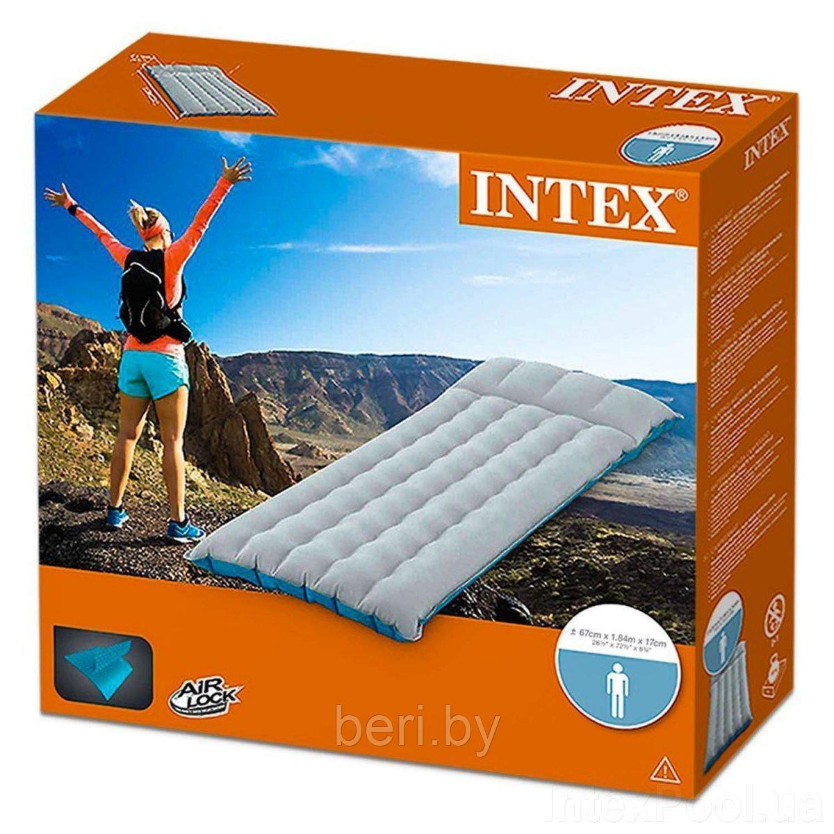 INTEX 67997 Матрас надувной "Camping Mats" (184х67х17 см), односпальный, матрас для кемпинга, интекс - фото 2 - id-p100358697