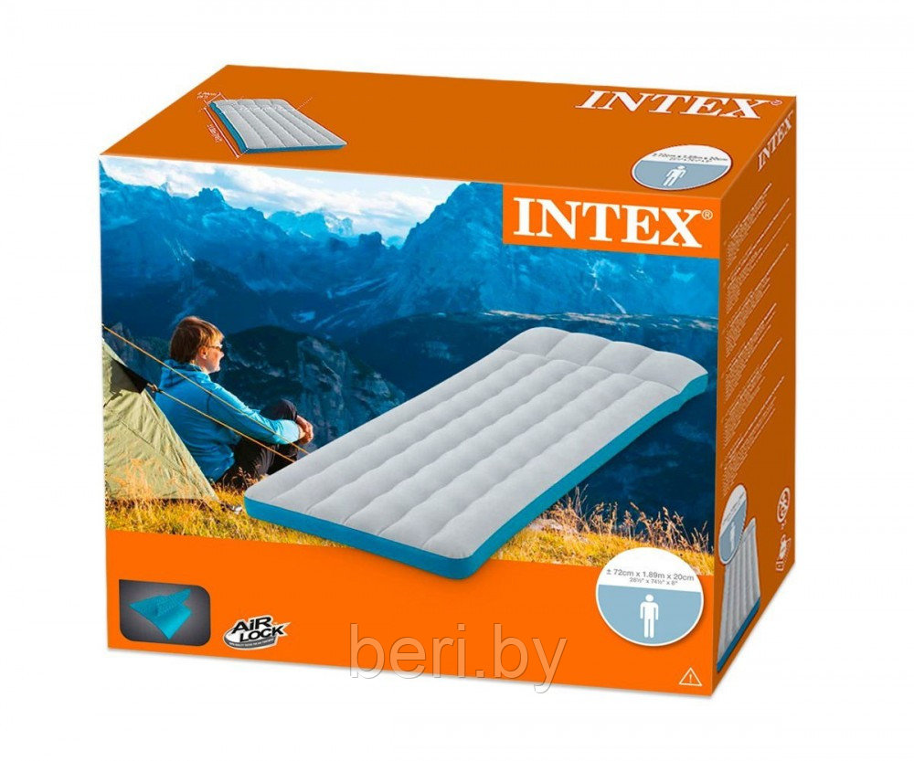 INTEX 67998 Матрас надувной "Classic Downy Bed" (189х72х20 см), одноместный, интекс - фото 4 - id-p100358710