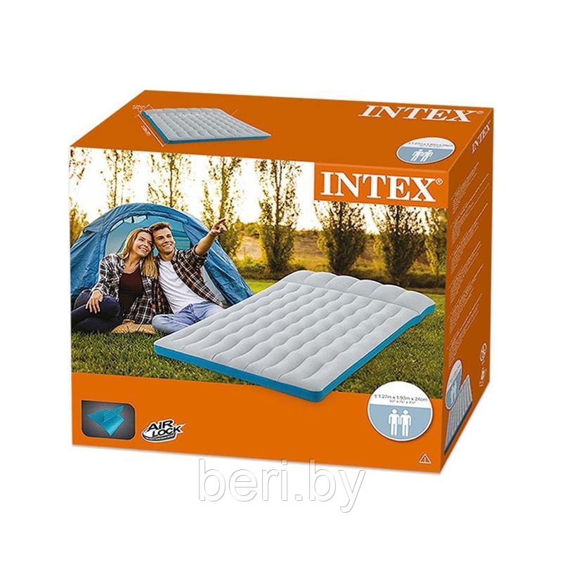 INTEX 67999 Матрас надувной "Classic Downy Bed" (193х127х24 см), двухместный, самоклеющаяся заплатка, интекс - фото 2 - id-p100358714