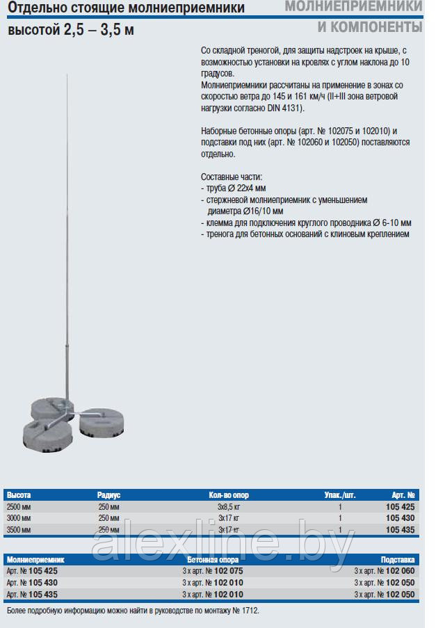 Молниеприёмники от 3 до 20м - фото 1 - id-p5194961