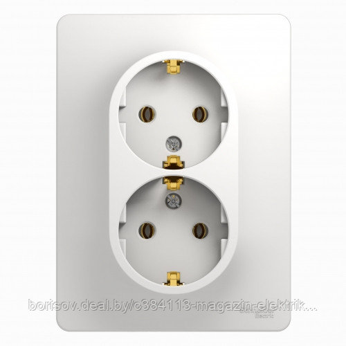 Розетка 2-местная, с заземлением без шторок с рамкой,GSL000124 Schneider Electric Glossa