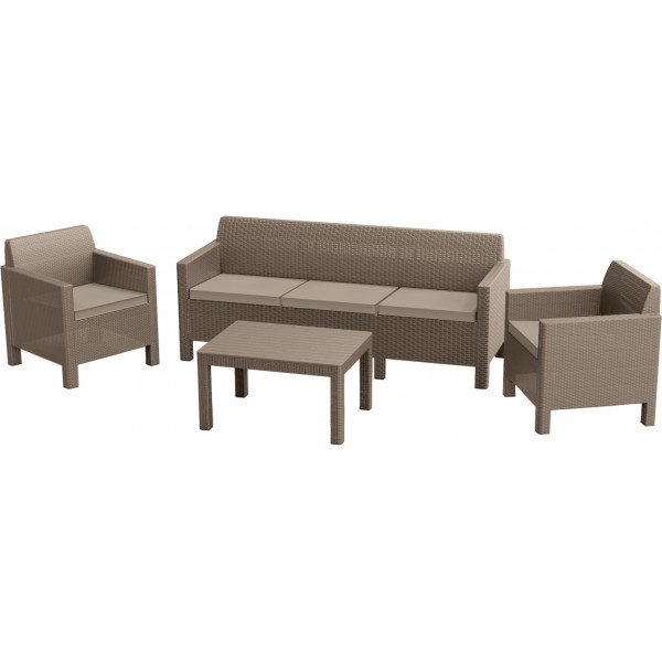 Набор уличной мебели Orlando 3-sofa set, (трехместный диван, два кресла,столик),капучино