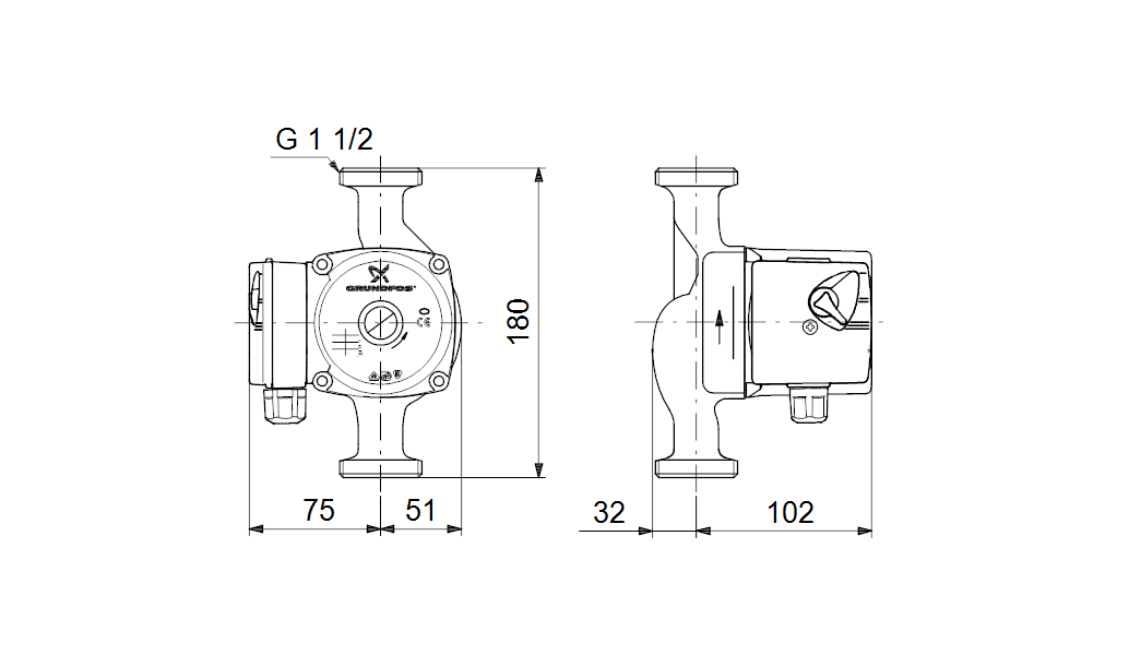 Циркуляционный насос Grundfos UPS 25-40 180 - фото 4 - id-p69143505