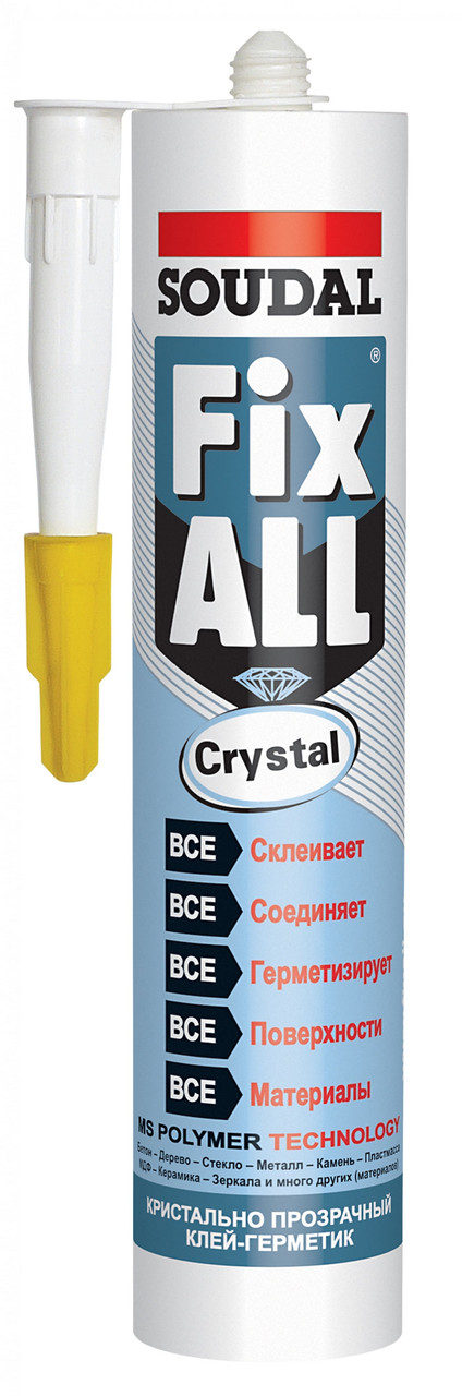 Клей-герметик гибридный Soudal Fix All Crystal прозрачный 290 мл, Бельгия