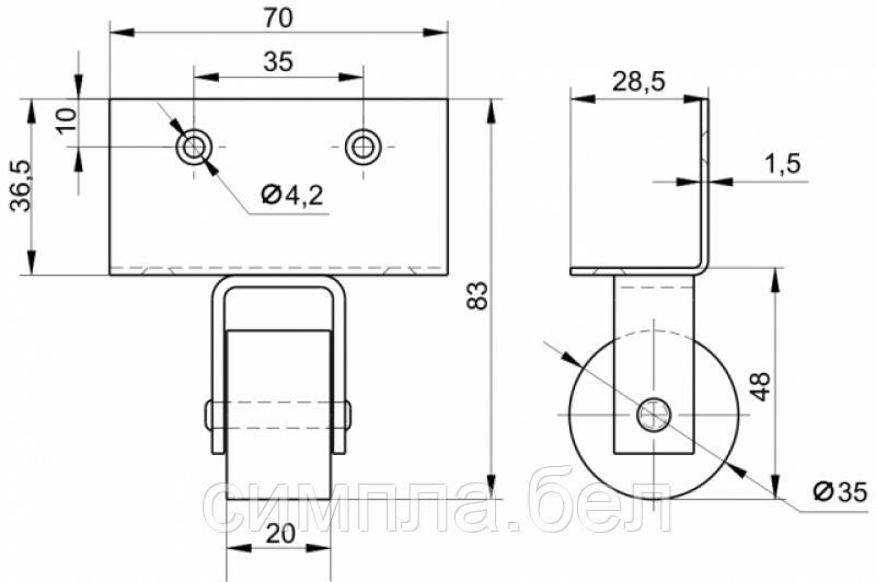 Колесная опора 016 - фото 2 - id-p100395872