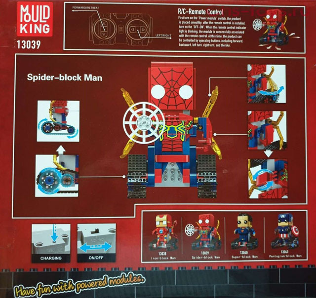 Конструктор MOULD KING 13039 Spider-Man Человек-Паук с ДУ (аналог LEGO Technic/BrickHeadz 41497) 380 деталей - фото 4 - id-p100400443