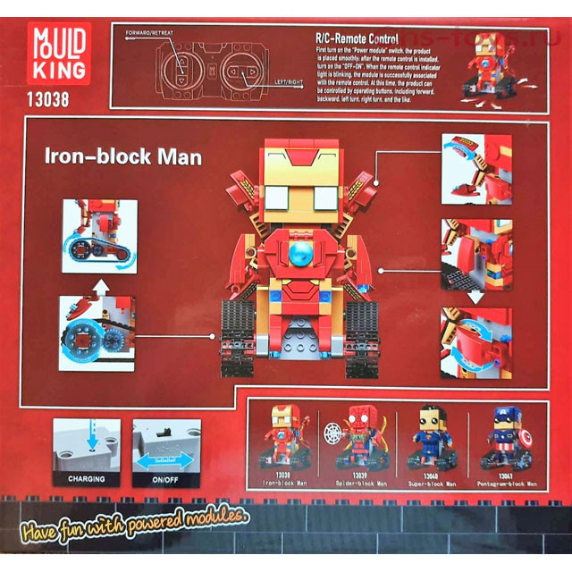 Конструктор MOULD KING 13038 Iron Man Железный Человек с ДУ (аналог LEGO Technic/BrickHeadz 41604) 392 детали - фото 2 - id-p100400989