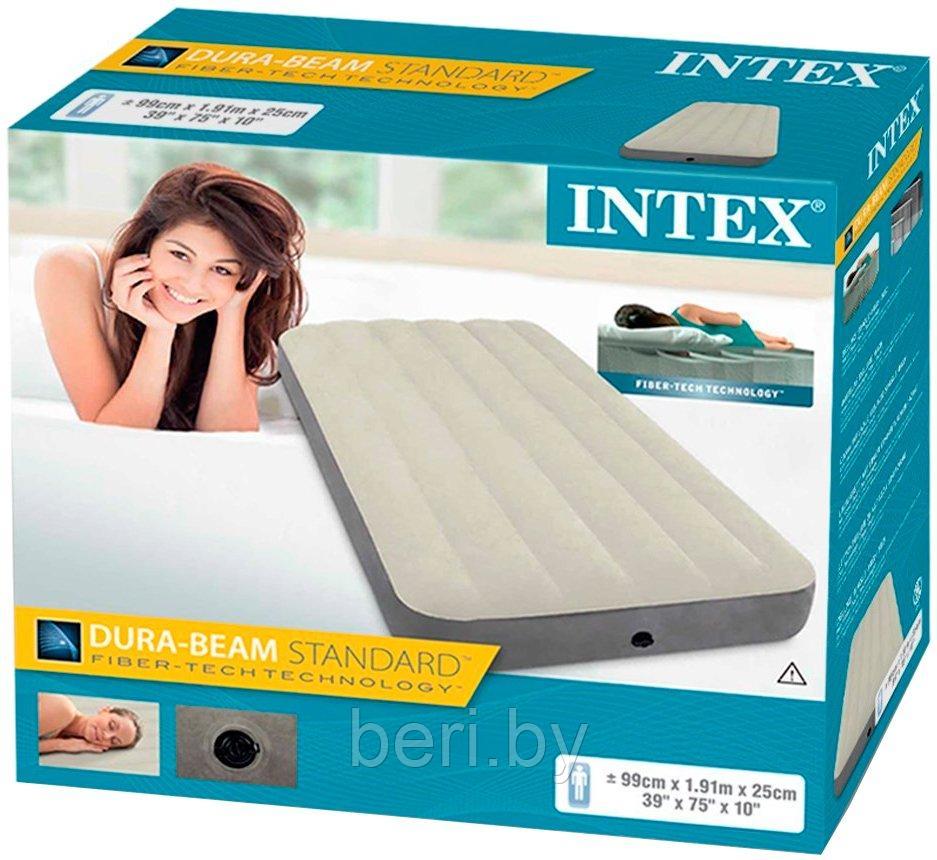 INTEX 64101 Надувной матрас Deluxe Single-High 99x191x25 см, специальный клапан, одноместный, интекс - фото 2 - id-p100418413