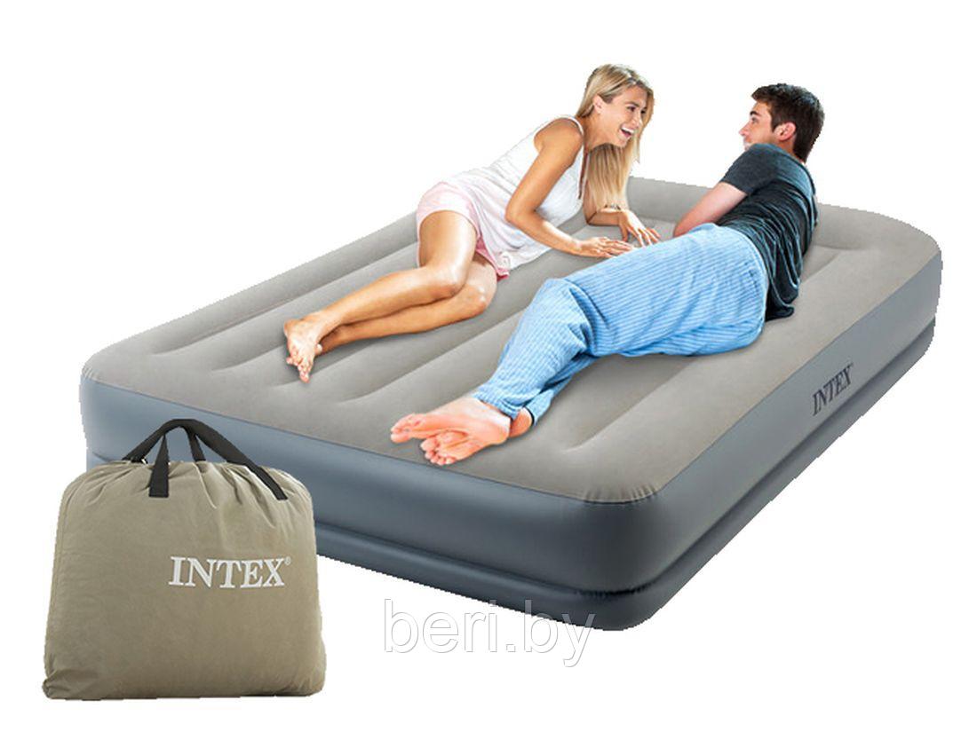 INTEX 64118 Надувной матрас Mid-Rice Airbed 203*152*30, насос и сумка в комплекте, интекс - фото 3 - id-p100421202