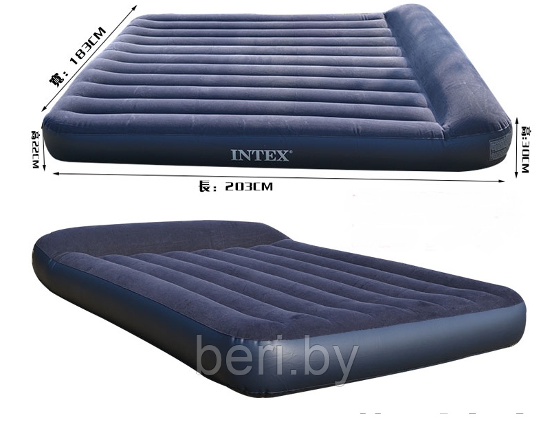 INTEX 66770 Надувной матрас Classic 203*183*22, специальный клапан, с подголовником, интекс