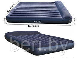 INTEX 66770 Надувной матрас Classic 203*183*22, специальный клапан, с подголовником, интекс