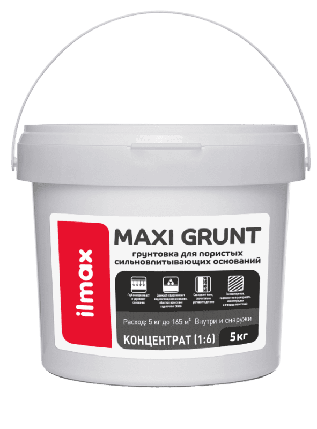 Ilmax maxi grunt Грунтовка для пористых сильновпитывающих оснований (Концентрат 1:6) 5 кг., фото 2