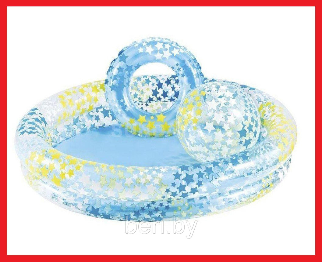 INTEX 59460NP Детский надувной бассейн "Звездный" (122х25 см) с мячом и кругом, интекс - фото 1 - id-p99756392