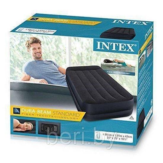 INTEX 64122 Надувная кровать PILLOW REST RAISED BED 99*191*42 см встроенный электронасос интекс - фото 5 - id-p100456295