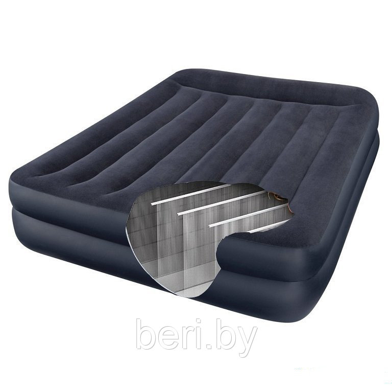 INTEX 64124 Надувная кровать PILLOW REST RAISED BED 152*203*42 см встроенный электронасос интекс - фото 3 - id-p100456346