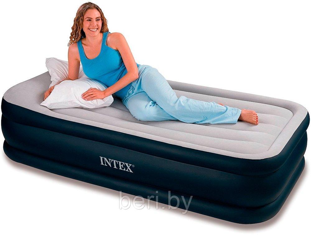 INTEX 64132 Надувная кровать Deluxe Pillow Rest Raised Bed 99*191*42 см встроенный электронасос интекс - фото 2 - id-p100456358