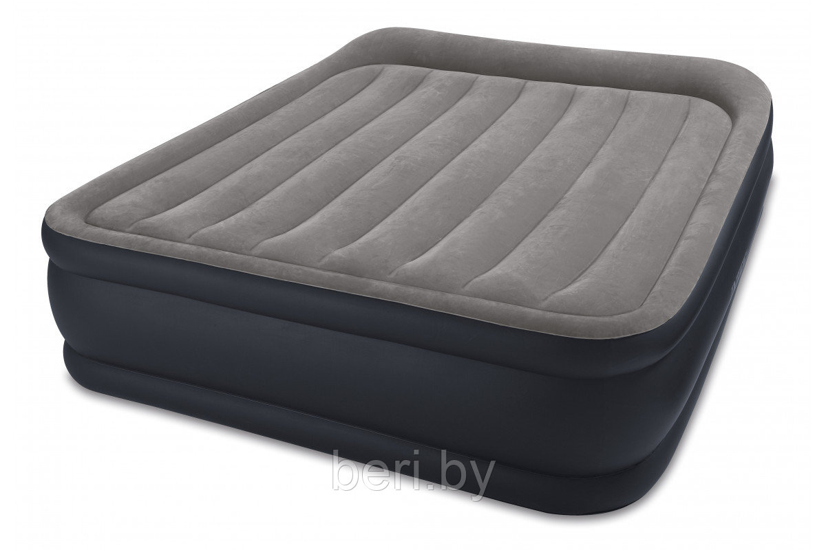 INTEX 64136 Надувная кровать Deluxe Pillow Rest Raised Bed203*152*42 см встроенный электронасос  интекс