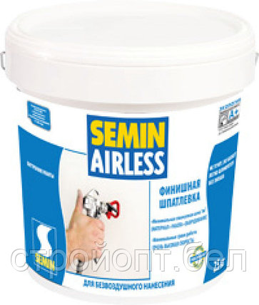 Финишная шпатлёвка для безвоздушного нанесения Semin Airless Classic (white cover), 25 кг, фото 2
