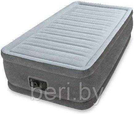 INTEX 64412 Надувная кровать Comfort-Plush 99*191*46 см встроенный электронасос  интекс