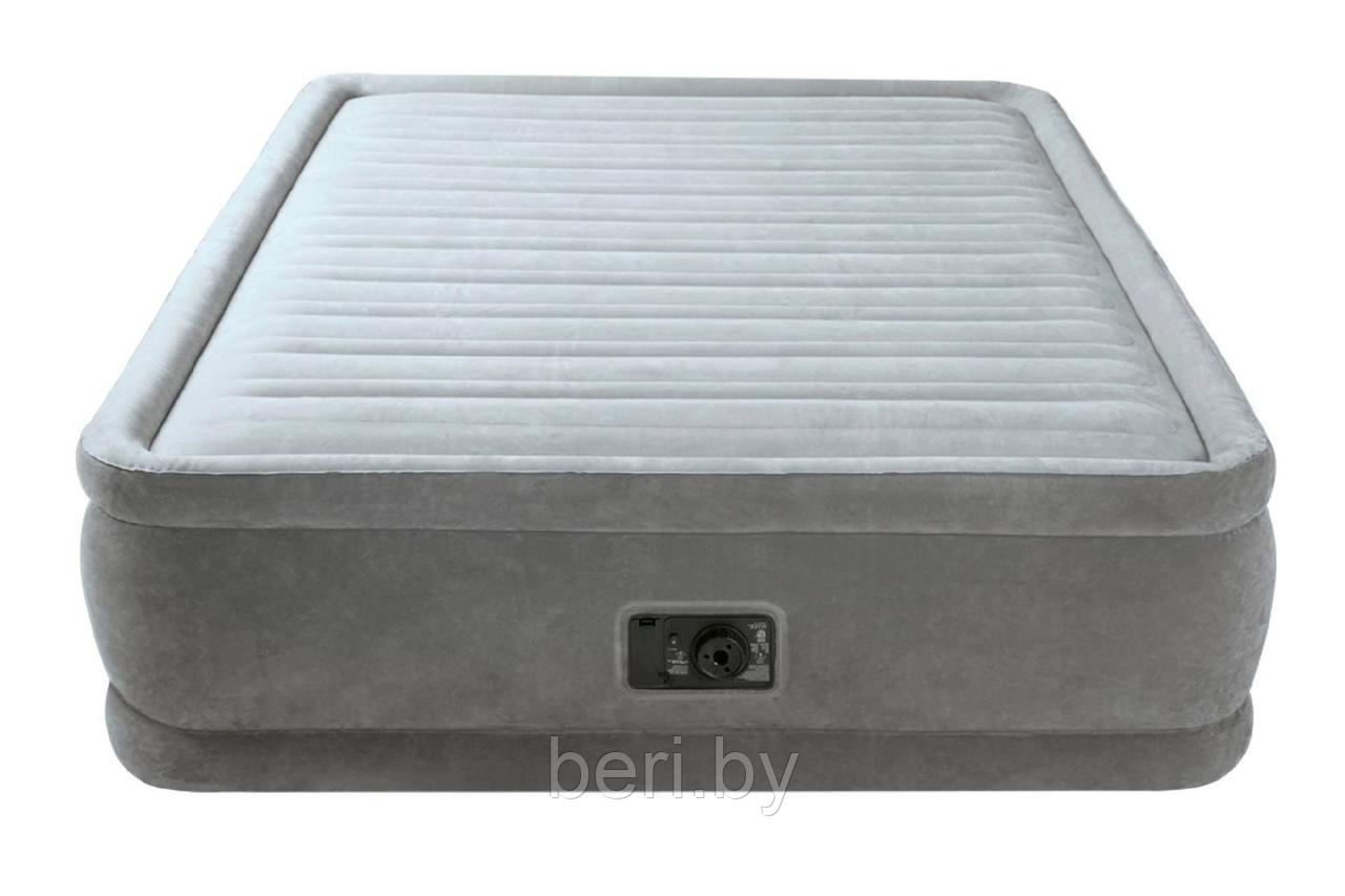 INTEX 64414 Надувная кровать Comfort-Plush 203*152*46 см встроенный электронасос  интекс