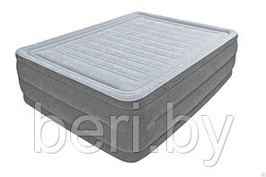 INTEX 64418 Надувная кровать Queen Comfort-Plush High Rise Airbe 203*152*56 см встроенный электронасос  интекс