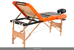 4-х секционный деревянный массажный стол BodyFit, чёрно-оранжевый
