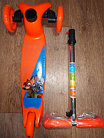 Самокат детский трехколесный MICMAX MINI с принтом Disney регулируемой по высоте ручкой и СВЕТЯЩИМИСЯ КОЛЕСАМИ оранжевый с принтом