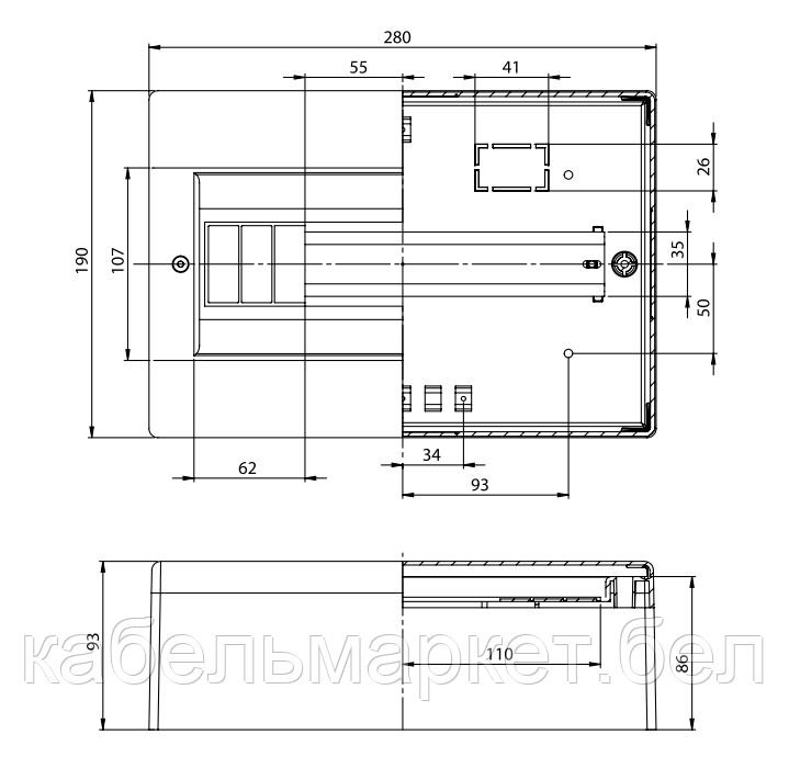 68012 - Щиток для ОП на 12 модулей с горизонтальной дверцей - фото 6 - id-p100573065