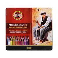 Набор акварельных карандашей  Mondeluz  24шт, металлический пенал, KOH-I-NOOR