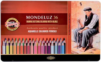 Набор акварельных карандашей  Mondeluz  36шт, металлический пенал, KOH-I-NOOR